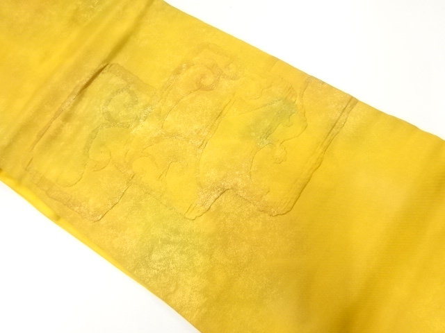 JAPANESE KIMONO / VINTAGE NAGOYA OBI / SILK / WOVEN ARABESQUE